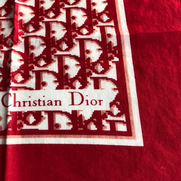 Authentic Vintage Christian Dior Trotter Pattern Red Bandana Scarf - Picture 6 of 6